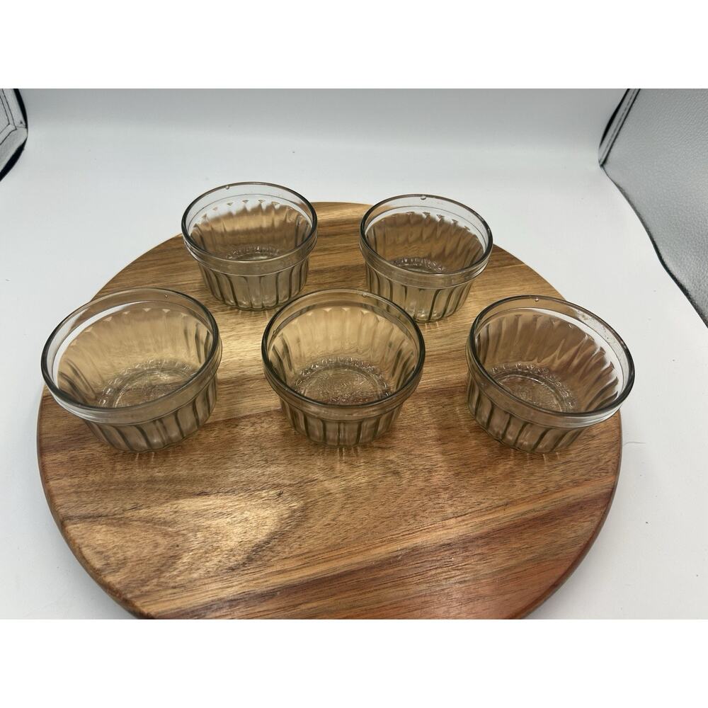 Vintage Kerr Bee Over Crown Fluted Jelly Jars Set of 5 Smoke Glass Jam Jars
